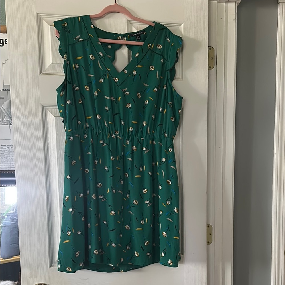 Green Floral Sleeveless Dress